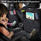 Kick Mats Back Seat Protector, Waterproof Oxford Seat Back Protector, Car Seat Back Protector for Kids, Back of Seat Protector for Kids Feet Car Seat (Black B -1pc)