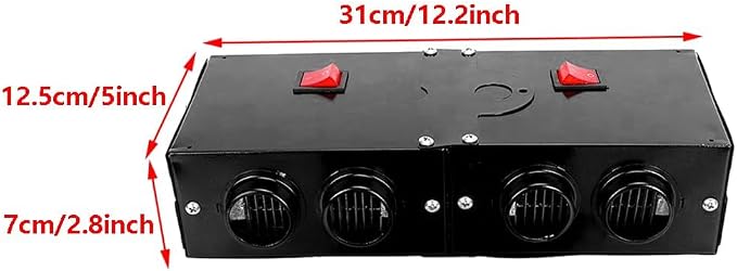12V Car Heater Defroster, 500W Universal Windscreen Demister, 4 Holes Portable Car Defroster Windshield Heater for Truck Car Winter Defrosting Defogging Fast Heating with Mounting Accessories
