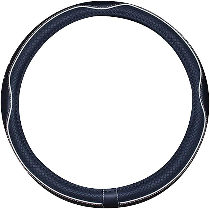 Small Size Steering Wheel Cover Anti-Slip,Safety,Soft,Breathable,Durable,Full Surround,Comfortable Grip Microfiber Leather (14-14.25 inch, Black White)