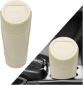 Car Trash Can with Lid, Mini Car Garbage Bin Leakproof Cup Holder Trash Can, Multipurpose Organizer Door Pocket Trash Cup Fits Auto Home Office, Universal Garbage Can (Beige)