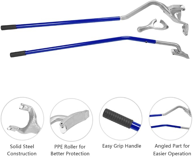 Tire Mount Demount Tool Kit Steel Manual Tire Changer w/Bead Keeper, Tubeless Truck Bead Breaker, 17.5''-24'', Assembly Tool Equipped, Blue