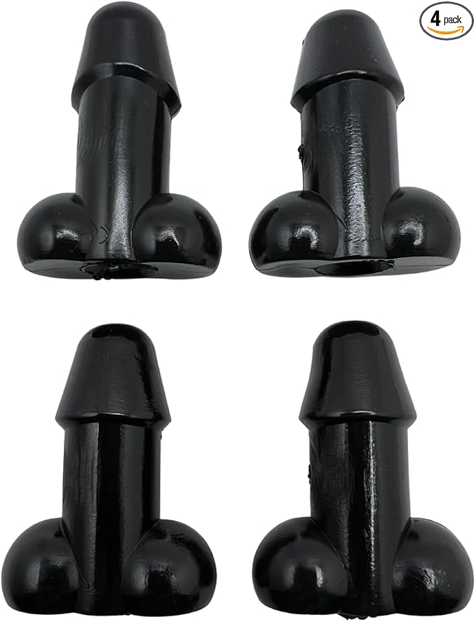 Prank Glow in The Dark Valve Stem Caps Prank, Glow in The Dark Car Tire Caps, Little Buddy Valve Cap, Glowing Tire Valve Cap, Luminous Tire Valve Stem 4 Pack (Black 2.0 Rubber Push On (Not Threaded))