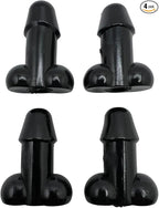 Prank Glow in The Dark Valve Stem Caps Prank, Glow in The Dark Car Tire Caps, Little Buddy Valve Cap, Glowing Tire Valve Cap, Luminous Tire Valve Stem 4 Pack (Black 2.0 Rubber Push On (Not Threaded))