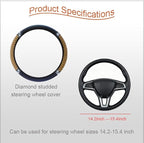 Microfiber Leather Steering Wheel Cover with Anti-Slip Lining Universal Car Accessory for Steering Wheel with a Diameter of 14.5-15 inch (Beige)