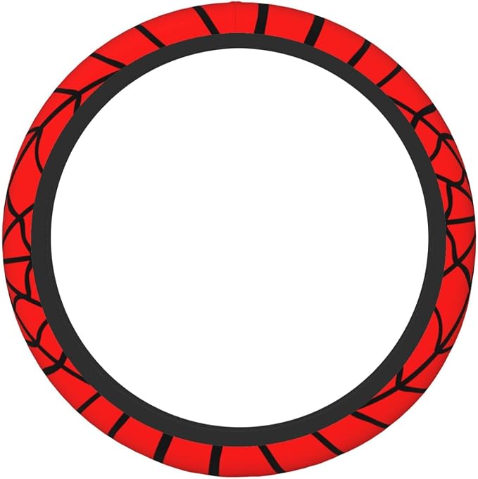Red Black Spider Web Elastic Steering Wheel Cover Non-Slip Breathable Steering Wheel Protector Fit Auto, SUVs, Truck