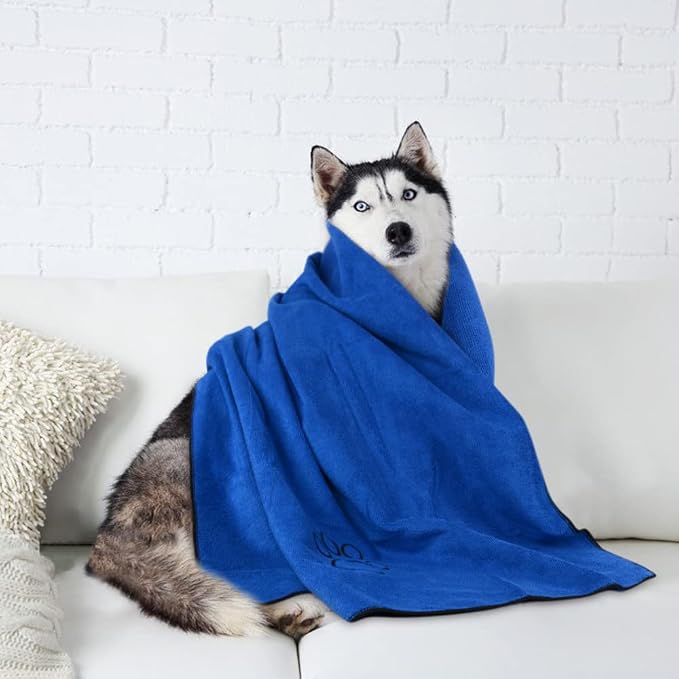Dog Towel Super Absorbent Pet Bath Towel Microfiber Dog Drying Towel for Small, Medium, Large Dogs and Cats 30inch x 50inch Dark-Blue