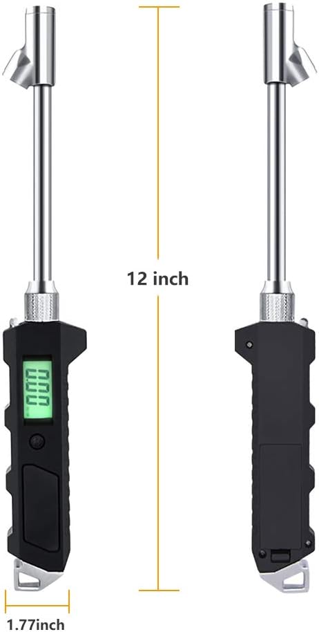 Number-one Digital Tire Pressure Gauge 230 PSI Auto Shut Off LCD Backlight Digital Display RV Heavy Duty Dual Head Rotatable Pressure Measuring Valve with LED Flashlight for RV Car Truck Motorcycle