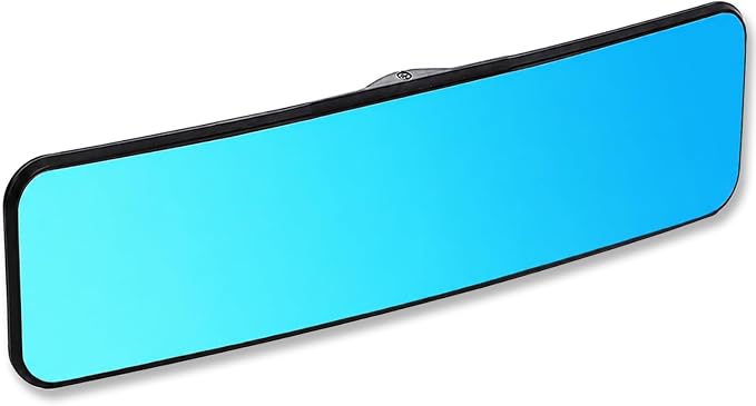 Anti Glare Wide Angle Car Rearview Mirror, 11.2'', Convex, Blue | Clip-On Panoramic Interior Rear View Mirror, Reduce Headlight Glare, Eliminate Blind Spots, Universal Fit for Cars, SUVs