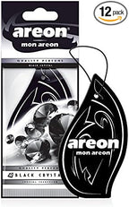 MON MA23 Long Lasting Paper Hanging Ornaments for Car or Home Hanging Best Car Air Freshener Black Crystal Scent, 12 Pack
