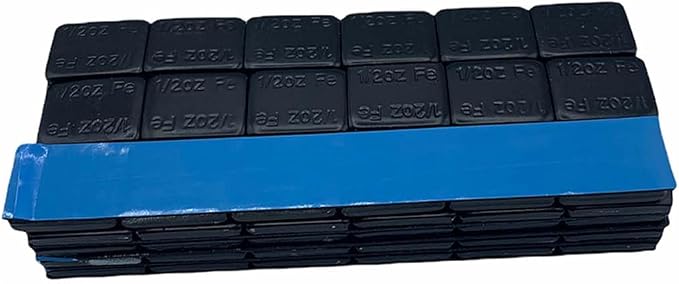 Stick On Wheel Weights - 0.50-Ounce, Black Colored Coating, Blue Adhesive Tape - Professional Quality Tire Balancer Stickers - Durable Car, Vehicle, Automobile Accessories, Parts - Pack 2160