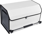 Car Trunk Organizer, Leather Collapsible Trunk Organizer for suv with Lid and Push-pull Handle Car Trunk Storage Organizer for Cars, SUV, Minivan, Truck, Sedan (White)
