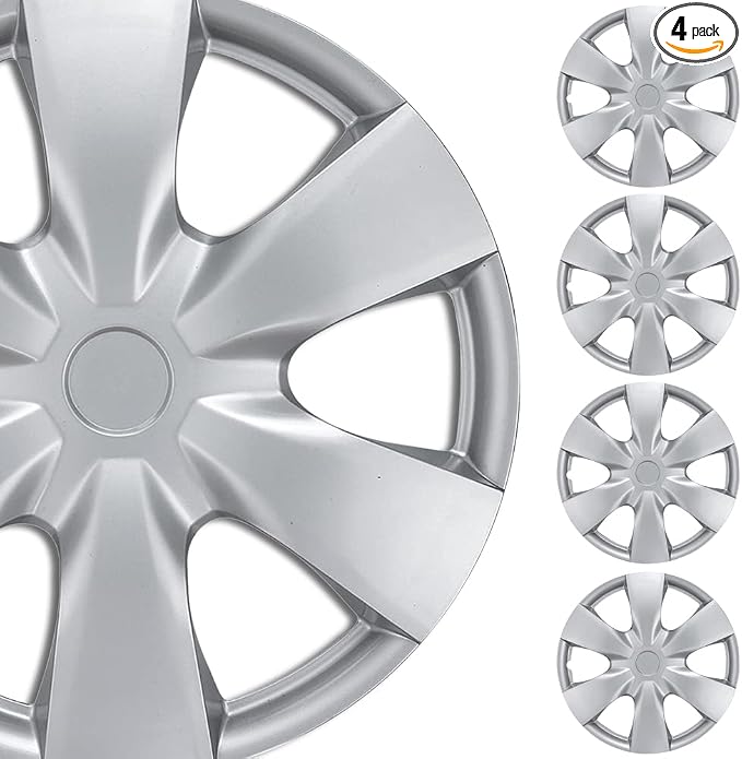 15 Inch OEM Design Hubcaps for Car Automobiles, Refresh Your Car's Look, Exterior Car Accessories Hub Caps, Durable Secure Adjustable Fit with Metal Retention Rings - Fits 15" Rims Wheels