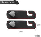 2PCS Car Seat Headrest Hook, Suede Leather Heart Hanger, Black | 1.77x6.42 Inch, Universal fit, most Sedans/SUVs/Trucks, alloy core, half-open mount, interior accessories