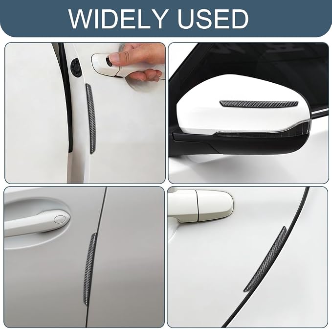 4 PCS Car Door Anti-Collision Strip, Door Protector Edge Guards, Carbon Fiber Texture Car Door Corner Bumper Protector, Anti-Scratch Car Bumper Protector for Front and Rear Bumper Protection