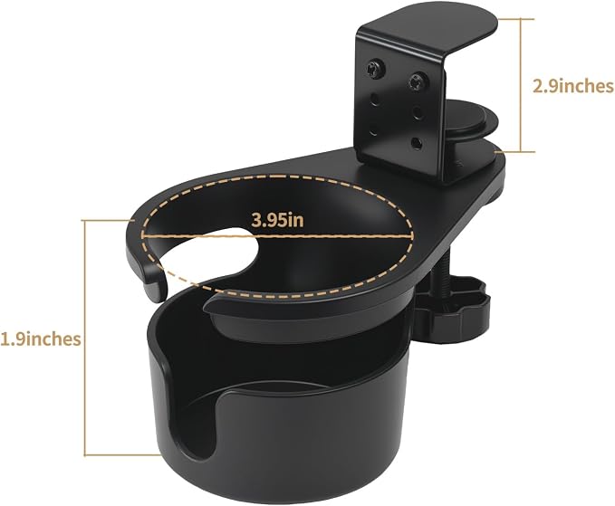 360° Rotating Cup Holder Under Desk Anti Spill Space Saving for Home Office Camping for Mugs, Glass, Heavy Drink