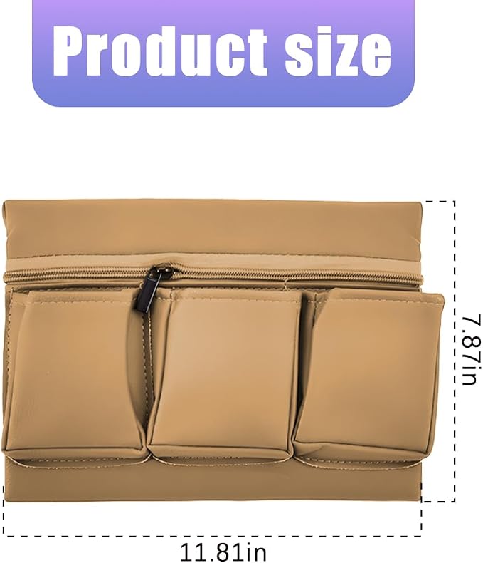 Mandark Car Window Armrest Storage Box, Leather Vehicle Side Door Organizer with Multiple Pockets, Comfortable Automotive Arm Elbow Rest Pad Bag Accessories, Universal for Most Cars (Beige)