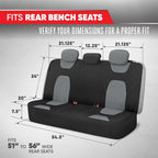 AquaShield Waterproof Gray Rear Split Bench Seat Covers for Trucks Rear Seat Cover Only - Black Car Seat Covers, Back Seat Cover Only - Durable Neoprene Spill Resistant for Kids & Dogs