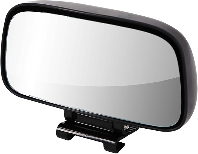 Add On Blind Spot Mirror, Convex Rear View Wide Angle Rectangle Framed HD Glass Adjustabe Mirror Upon Mirror for Car, SUV and Truck (SPECIFIC fit, Black, 1 Pack)