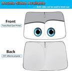 Windshield Sun Shade for 2017-2026 Tesla Model Y/Model 3 Sunshade Accessories Foldable Sunshade (Fit 2025-2026 Model Y Juniper / 2024 Model 3 Highland) Blocks UV Rays Keep Car Cool (Grey Eyes)