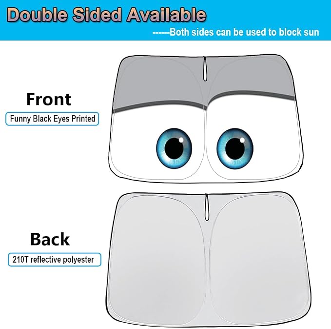 Windshield Sun Shade for 2017-2026 Tesla Model Y/Model 3 Sunshade Accessories Foldable Sunshade (Fit 2025-2026 Model Y Juniper / 2024 Model 3 Highland) Blocks UV Rays Keep Car Cool (Grey Eyes)