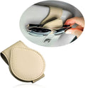 Magnetic Sunglass Holder for Car Visor,PU Leather Car Sunglass Holder Organizes Glasses Tickets Cards & Keeps Car Tidy,Universal Car Accessories Interior (Khaki)