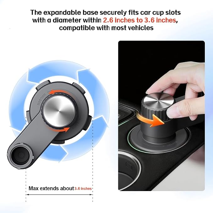 Car Cup Holder Tray, Center Console Mount Car Food Tray Table for Eating, 11 LBS Load Capacity Cup Holder Expander, Universal Car Tray for Drinks, Meals, Laptop, Fits Most Vehicles