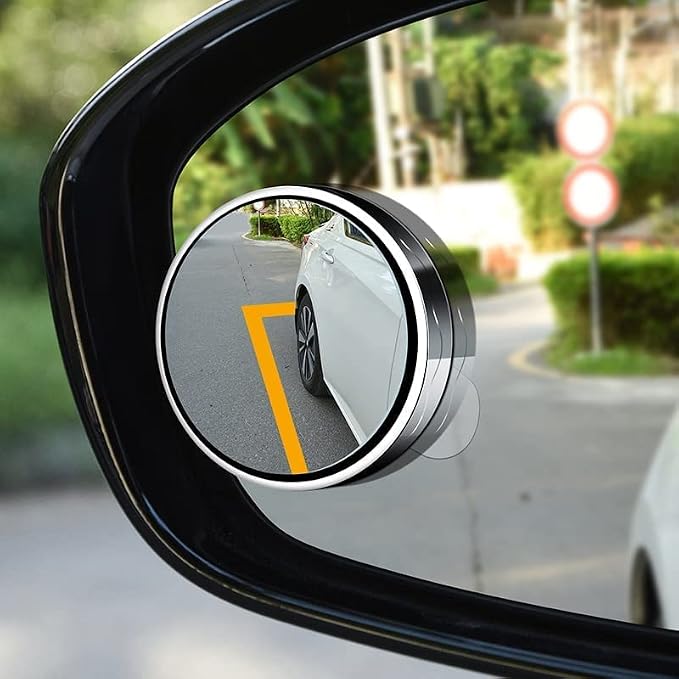 2Pcs Blind Spot Car Mirror, Automotive Side Blindspot Mirror for Car, 2.2" Round Car Rearview Mirror Accessories 360 Degree Rotating Vacuum Suction Cup for Cars, Suv, Van and Trucks (Silver)