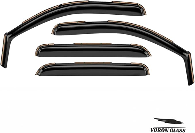 Voron Glass in-Channel Extra Durable Rain Guards for Trucks Chevrolet (Chevy) Silverado/GMC Sierra 2007-2013 Crew Cab, Window Deflectors, Vent Window Visors, 4 Pieces - 220002