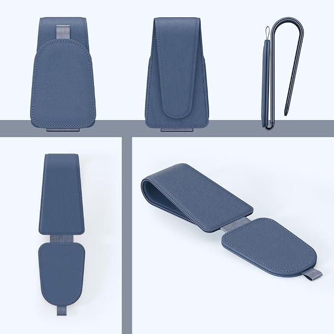 Sunglass Holder for Car Visor, Blue, 2 Packs | Suede Cloth, Magnetic, Organizer for Car Accessories