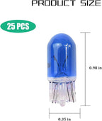 25PCS T10 12V 5W Car Turn Signal Light Bulbs, Clear Flat Foot Vehicle Side Marker Lamp Bulbs, Auto Interior Amber Headlight Bulbs Accessories, Universal for SUV, Sedan, Truck (Blue)