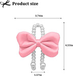 2PCS Bow Pearl Car Seat Headrest Hook, Cute Vehicle Seat Hangers Storage Organizer for Handbag Purse Coat, Auto Interior Headrest Decorative Hook, Universal for SUV RV Truck (Pink)