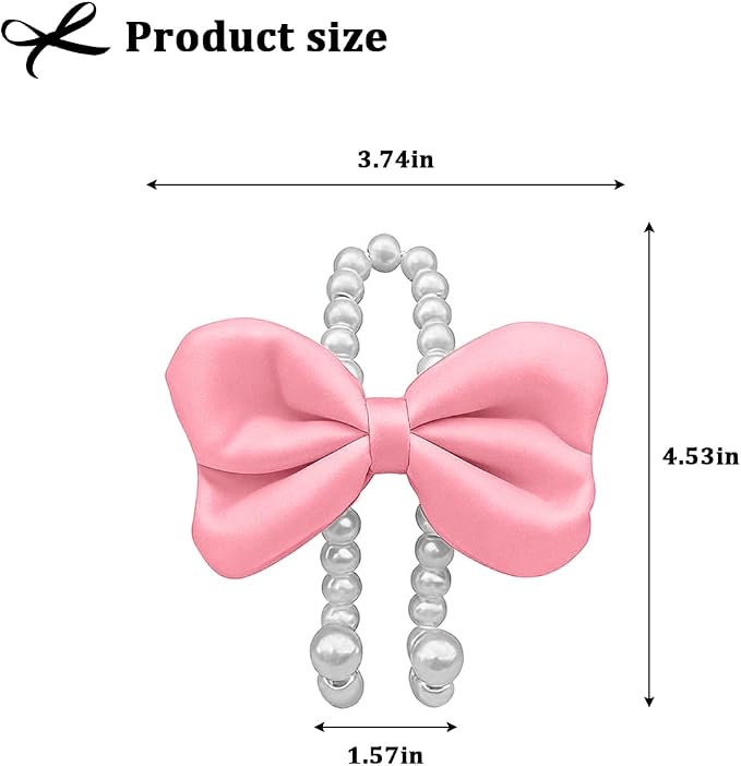2PCS Bow Pearl Car Seat Headrest Hook, Cute Vehicle Seat Hangers Storage Organizer for Handbag Purse Coat, Auto Interior Headrest Decorative Hook, Universal for SUV RV Truck (Pink)