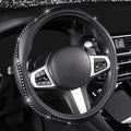 Bling Steering Wheel Cover - Crystal Studded Rhinestone Non-Slip Breathable Design for Women/Girls, Universal Fit 14.5-15 Inch Black