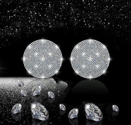 2pcs Bling Car Cup Holder Coaster, 2.75 inch Anti-Slip Shockproof Universal Fashion Coasters Insert Crystal Rhinestone Automotive Interior Accessories for Women (2 pcs, White)