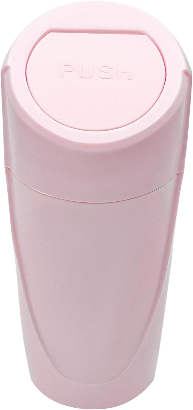 Car Trash Can Bin with Lid, Leakproof Auto Cup Holder Garbage Bin Multipurpose Storage Organizer, Mini Portable Dustbin Side Door Garbage Can for Vehicle Home Office (Pink)