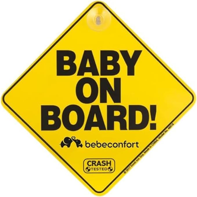 Baby On Board Car Sign 0+ Months Easy and Quick Installation with Suction Cups Easy to Clean Internationally Recognized Sign Yellow