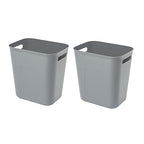 Plastic Small Bathroom Trash Can Wastebasket, 3.5 Gallon, Grey, 2 Pack | Compact Sturdy Garbage Can for Bathroom, Laundry Room, Kitchen, Office, Kids Room, Dorm, Durable, Easy to Clean