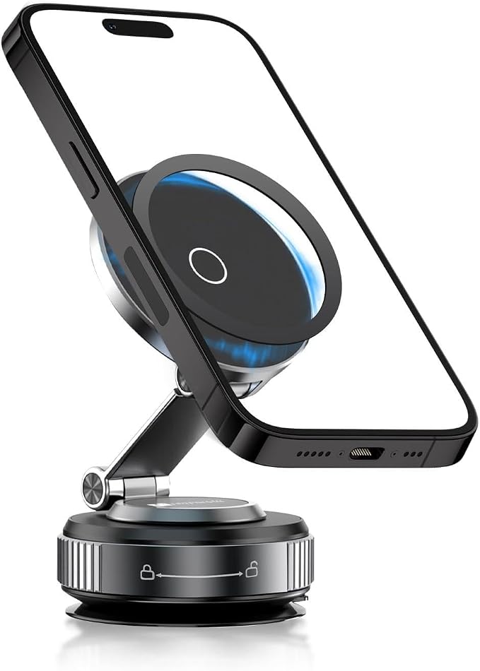 Magnetic Phone Holder for Car,360° Adjustable Car Phone Mount with Vacuum Suction Cups Compatible with iPhone 16/15/14/13/12,Cars Phones Holder Mount for Dashboards