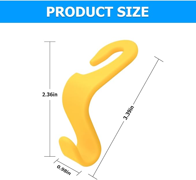 4PCS Car Back Seat Headrest Hooks, Rear Car Seat Storage Headrest Hanger Holder Hooks Organizer, Universal Auto Interior Accessories for Bag Purse Handbag Cloth Coats Grocery (Yellow)