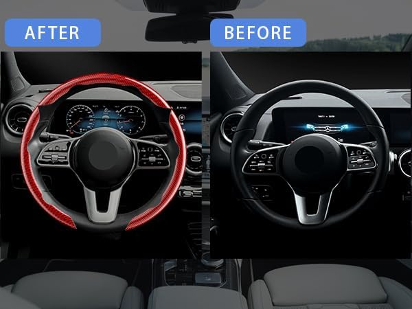 Steering Wheel Covers, 3PCs Carbon Fiber Anti-Skid Clip on Car Steering Wheel Cover Protector Universal for Most Car, Blue