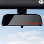 4PCS Trust in God Rearview Mirror Decals, Automotive Vinyl Rear View Mirror Decorative Stickers, Waterproof Trust in God Stickers for Car Truck Laptop, Car Accessories (Red)