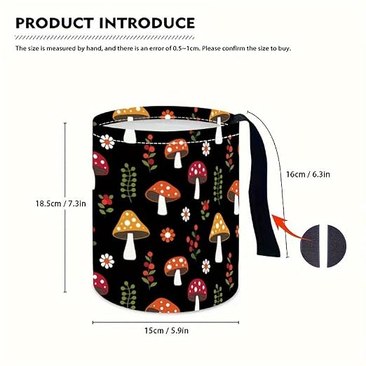 Portable Reusable Waterproof Car Trash Bin, Multipurpose Vehicle Organizer, Road Trip Essentials (Mushrooms)