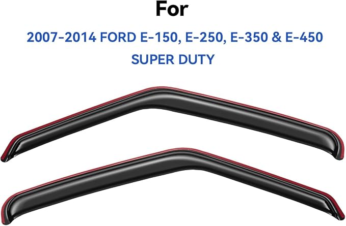 in-Channel Window Visors Rain Guards Shield for 2007-2014 Ford E-150/E-250/E-350/E-450 Super Duty, Window Vent Wind Deflectors Visors Shades for 07-14 E150 E250 E350 E450