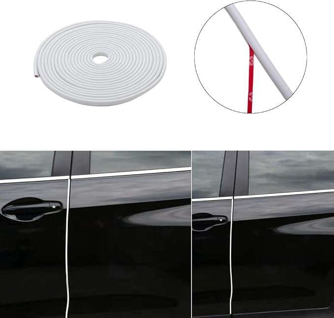 Eytool Car Door Protectors Edge Guards,16Ft(5M) Car Edge Trim Rubber Seal Protector with U Shape Car Protection Door Edge Guard Fit for Most Car (White)