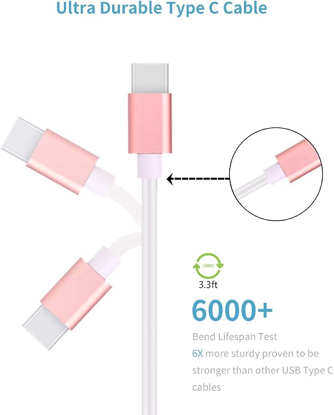 Fast USB Car Charger for Samsung Galaxy A56/A55/A54/A53/A50/A17/A16/A15/A14/S26/S25/S24/S23/S22 Plus/Ultra/Note 20/A21/A31/A51 Quick Charge 3.0 Dual USB Rapid Car Charger with Type C Cable 3.3ft-Pink