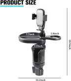 Car Cup Holder Tray, 3 in 1 Multifunctional Vehicle Food Water Bottle Phone Holder Expander Adapter with Adjustable Base, Detachable Auto Interior Food Tray Table, Universal Fit (Gray)