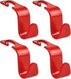 Car Seat Headrest Hook, 4PCS Vehicle Seat Back Hanger Storage Organizer for Handbag Purse Coat, Auto Interior Headrest Hook, Universal for SUV Automobile Truck (Red)