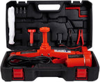 Electric Car Jack 3T Scissor Floor Jack Set 12V Automatic Vehicle Lift Kit for Road Emergency Tire Change Car Repair Tool for Sedans and SUV Red