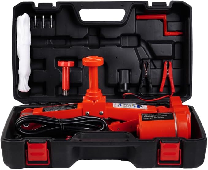 Electric Car Jack 3T Scissor Floor Jack Set 12V Automatic Vehicle Lift Kit for Road Emergency Tire Change Car Repair Tool for Sedans and SUV Red