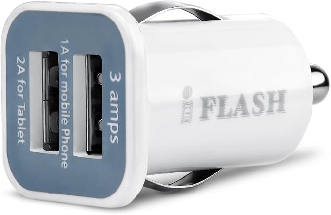 Dual USB Car Lighter Charger Adapter with 3A Output - fast Heavy Duty Ouput - Support Apple iPad Pro / Air 2 / mini 2/3/4 iPhone X / 8 Plus / 7 / 6S Plus / 6 / SE /5S (White)